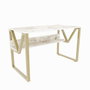 Hanah Home Lona Escritorio de Estudio Blanco y Dorado